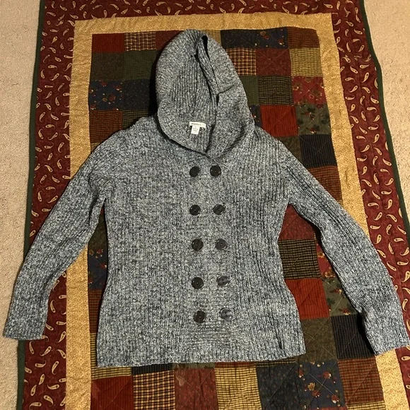 Dressbarn Blue and Gray Hooded Sweater - Size XL - Picture 2 of 7